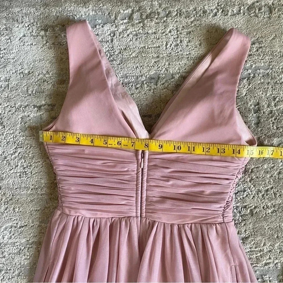 Birdy Grey Lianna Mesh Dress Muted Pink Maxi Bridesmaid Prom Formal Lined: Small - Picture 10 of 10